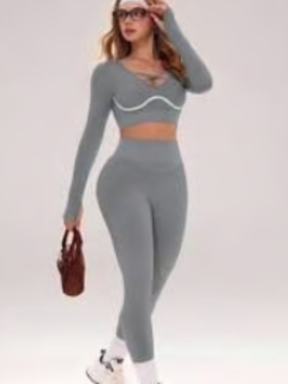 Leggings and Long Sleeve Crop Top Matching Set